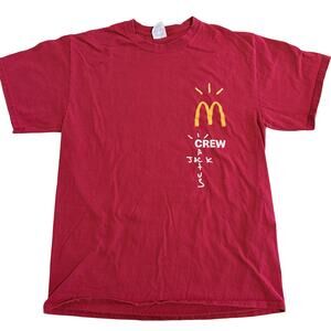McDonald's Cactus Jack Crew T Shirt Travis Scott Collab Mens M Red Graphic Tee